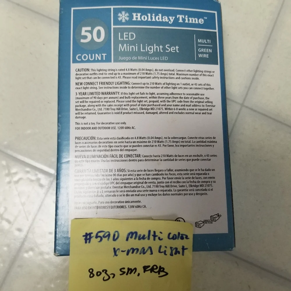 #590 NIB Christmas Holiday Times 50 Mini White LED Lights
